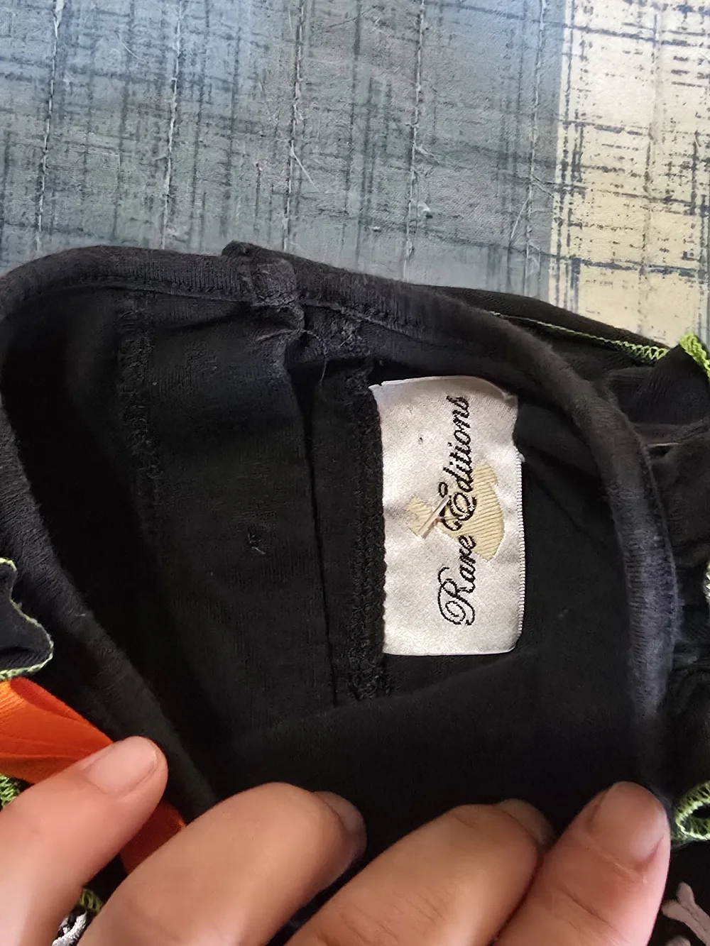 Rare Editions Black Top and Neon Striped Halloween Leggings 12 Months